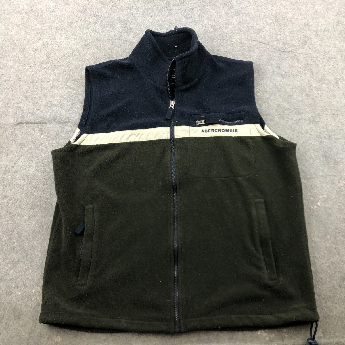 Vintage Abercrombie Fitch Vest Men Medium Blue Green Fleece Full