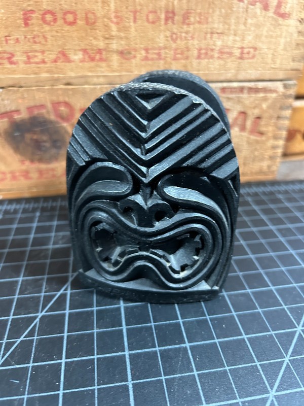 Vintage Hawaiian Tiki Lava Rock Napkin Holder Black Polynesian Souvenir Hawaii