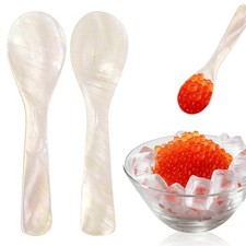 Caviar Spoons Mother of Pearl - 2PCS Handcrafted & Small, White