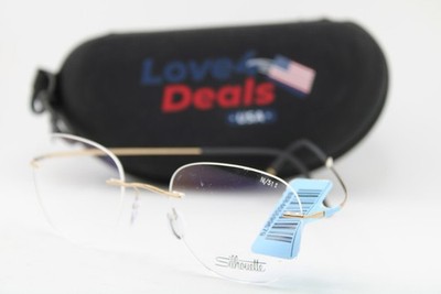 NEW SILHOUETTE 5599 7530 GOLD BLACK TITANIUM AUTHENTIC EYEGLASSES 51-21