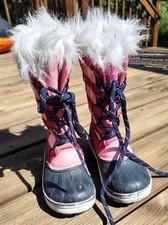 Ozark Trail Girl's Winter Snow Boots Size 12,3M Insulated Furry Water Resistant