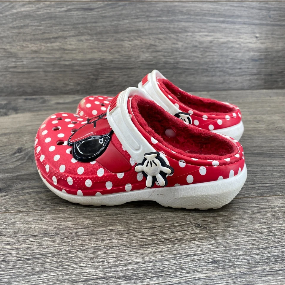 Crocs Disney Mickey Minnie Mouse Polka Dot Clogs Shoes Kids' Size 8C Red White - Image 3 of 4
