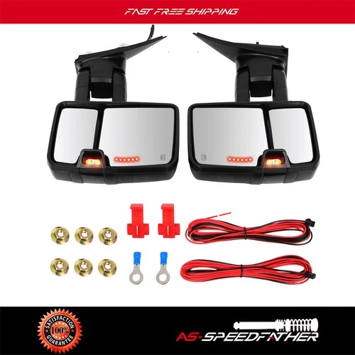 For Toyota Tundra 2007-2017 Towing Mirrors Heated Running Signals Light Black