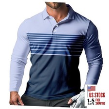 Men's Long Sleeve Golf Shirt Quick Dry 3 Button Work Fishing Outdoor Casual