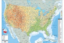 United States Geographical Map English Physical Wall Map Canvas Children School