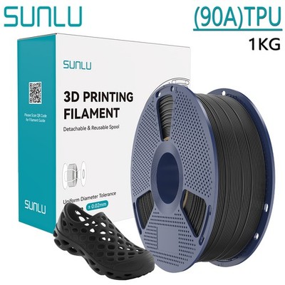 SUNLU TPU (90A) Schwarz 3D Drucker Filament 1.75mm TPU 1KG For FDM 3D Printers