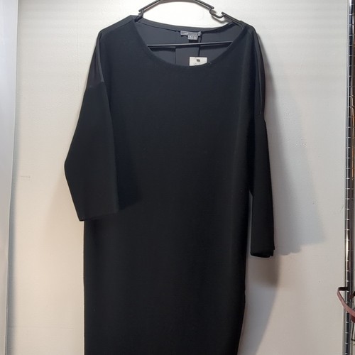 Vince Wool Sweater Knit Black Back Scoop Neck 3/4 Sleeve Dress, Size XL - Picture 2 of 9