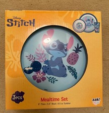 Zak Disney Stitch 3-Piece Mealtime Set: Plate Bowl 8.5 oz Tumbler