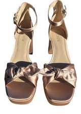 New J. Crew Platform Heels With Bow, Champagne, NIB, Women  s Size 9