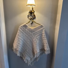 Banana Republic Wełna jagnięca Kremowe ponczo z dzianiny linowej