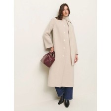 NEW NWT Reformation Asher Coat Cream Ivory Wool Long Trench Detachable Scarf XL