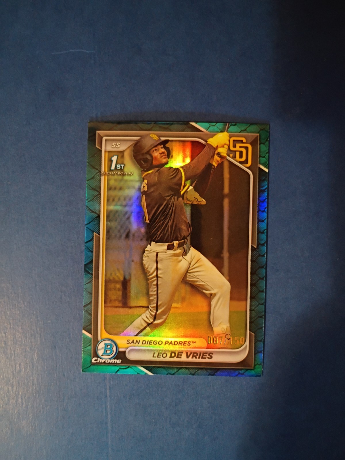 2024 Bowman Chrome - Prospects Leo De Vries #BCP-179 Blue Reptilian Ref /150  RC