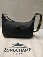 Petit Sac besace LONGCHAMP toile anthracite & cuir kaki