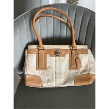 Coach Signature Canvas and Leather Tote in Khaki/Tan