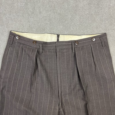 Vintage 50s Wool Pinstripe Morning Trousers Pants Drop Loop