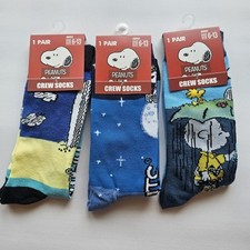 Peanuts Snoopy Adult Crew Socks 6-13 3 Pairs NEW