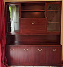 Dark Wood Finish Display Cabinet on castor wheels