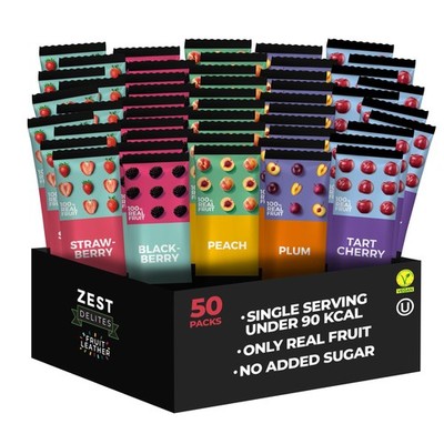 Fruit Snacks by Zest Delites, Leather, Healthy 0.88 Ounce (Pack of 50)