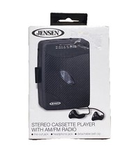 NEW Jensen Cassette Player AM/FM Stereo Earbuds Black SCR-75 Personal Walkman