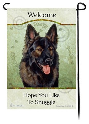 Hope You Like to Snuggle Garden Flag - Plush Sable German Shepherd
