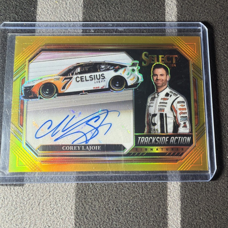2024 Panini Select Trackside Action Signatures Corey LaJoie SSP Gold Auto #1/10