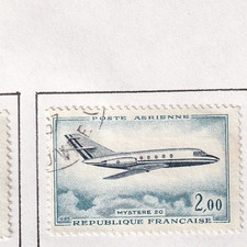🦬STAMP / TIMBRE FRANCE OBLITERE PA N°42 - Dassault - Mystère 20 - 1965🦬