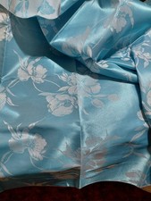 Cornflower Lue Table Cloth With Floral Damask Size 83in x 60