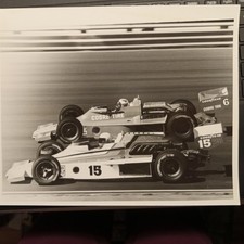 BOBBY UNSER and PANCHO CARTER ON TRACK - 8 by 10 inches - 1976 - Phoenix