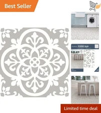 Peel & Stick Floor Tiles Grey Vinyl 12x12 Inch Waterproof Easy DIY