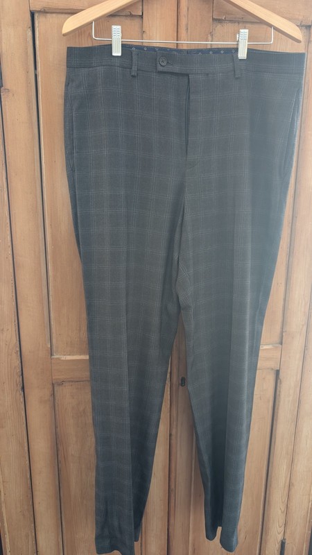 Lauren Ralph Lauren Black Label Dress Pants Mens 34x34 Blue Plaid Flat Front #40