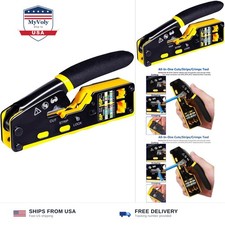 RJ45 Pass Through Crimp Tool Crimper RJ45 Crimping Tool Stripper Cutter All-i...