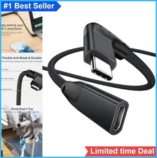 Right Angle USB C Extension Cable 6FT Male to Female 100W 10Gbps Nylon Braided