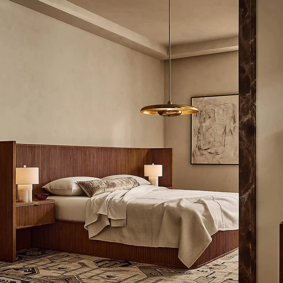 Lámpara colgante moderna de latón envejecido de mediados de siglo de la década de 1950, accesorio de techo retro de 24 pulgadas Foto 3 de 4