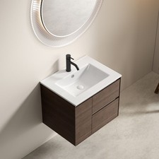 24 inch Bathroom Vessel Sink, Ceramic Bathroom Vanity Sink Top with Overflow
