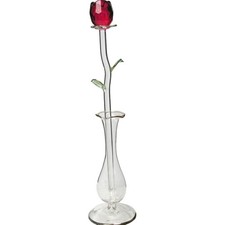 Red Crystal Rose In Flower Vase 8.5 Inch H Romantic Valentine Love Gift