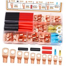 130PCS Copper Wire Lugs AWG 2 4 6 8 10 12 14 16 Gauge Battery Terminal 110PCS