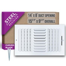 Handua 14x8 Duct 3-Way Fixed Curved Blade Air Supply Diffuser White