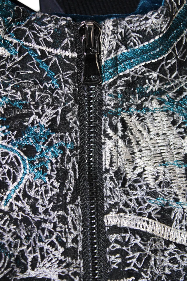 Vestido para mujer Elie Tahari abstracto con cordones texturizados retazos bloques de colores talla M Foto 4 de 4