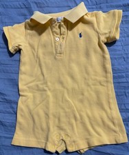 Ralph Lauren Baby Yellow Polo Romper Shortall Vintage probably 0-3 months