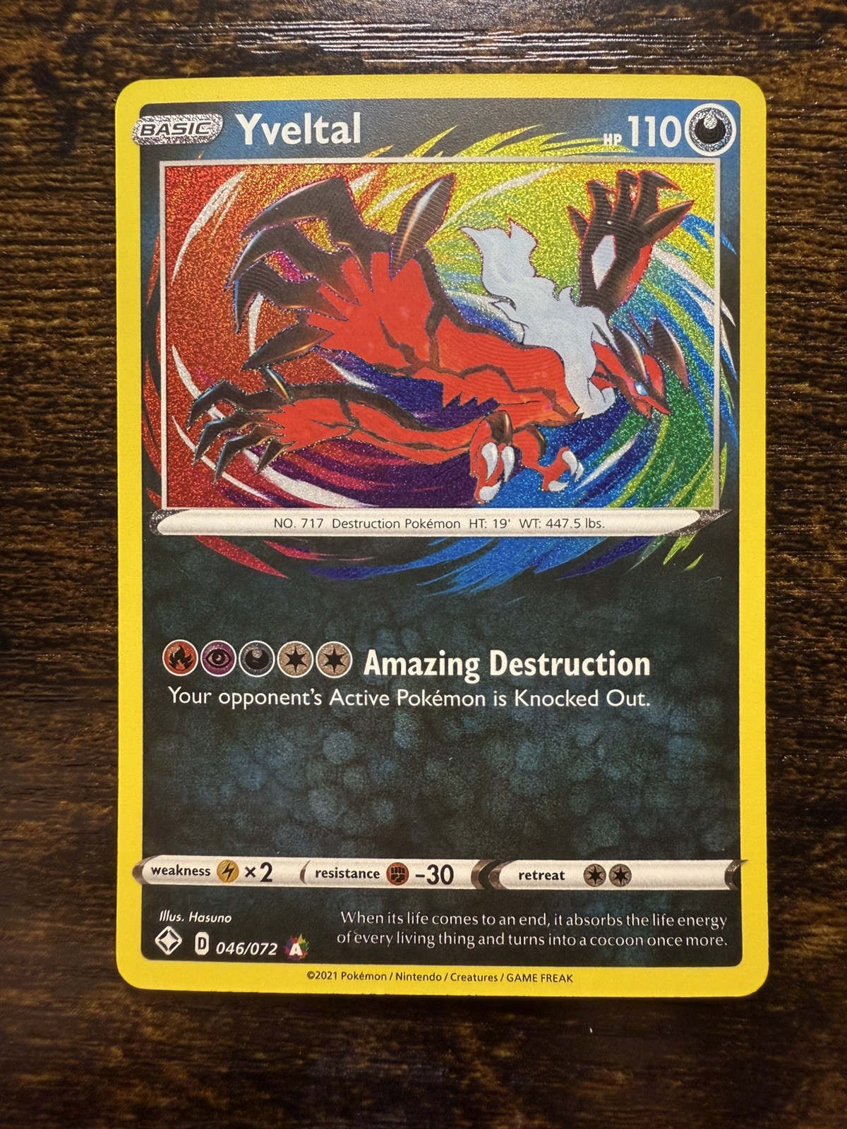 Yveltal 46/72 Shining Fates Amazing Rare Holo Pokemon TCG NM