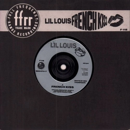 Lil Louis French Kiss 7" vinyl UK Ffrr 1989 die cut title sleeve F115