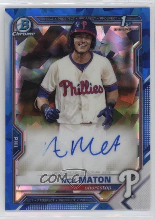 2021 Bowman Sapphire Edition Chrome Prospects Nick Maton Rookie Auto RC 10b9