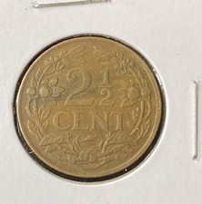 1948 Curacao 2 1/2 Cents Bronze Coin Free Shipping