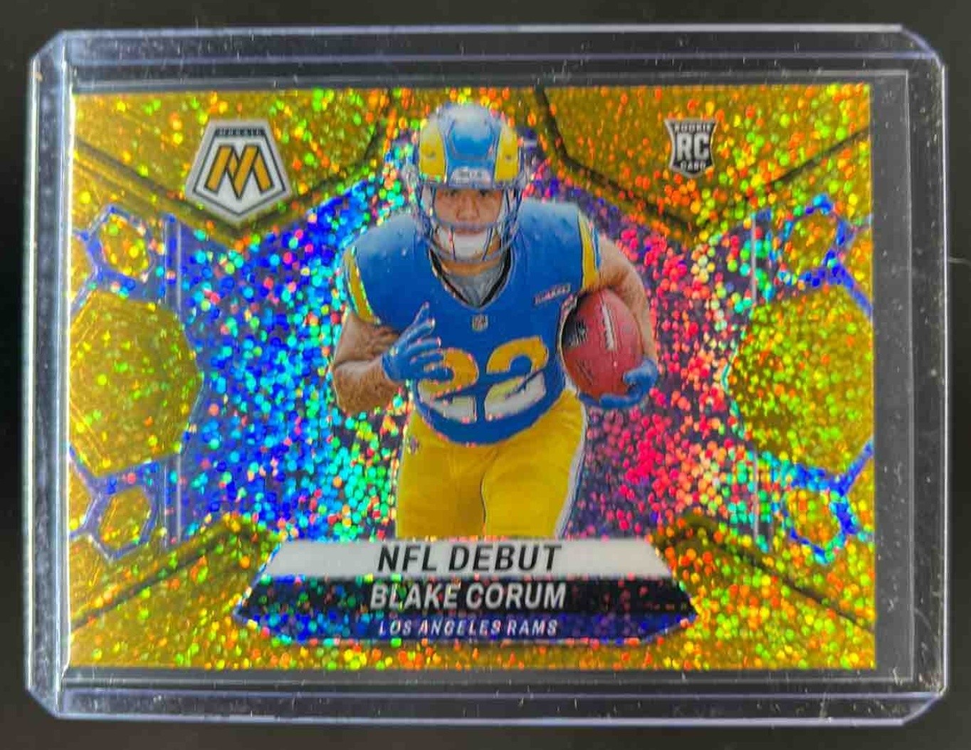 2024 Mosaic Blake Corum RC Gold Sparkle Prizm NFL Debut #16/24 Rams