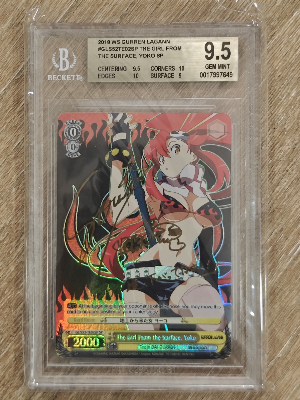 Yoko Littner (Girl From The Surface) Weiss Schwarz Autographed BGS 9.5 GEM MINT
