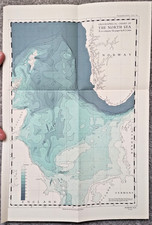 1935 Original Vintage Map Showing Orographical Chart of the North Sea