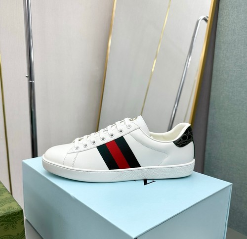 US Size Gucci Ace Leather White Fashion Shoes for Men