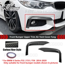 For BMW 2014-2020 F32 F33 F36 Carbon Front Bumper Upper Trim Air Vent Cover Fang