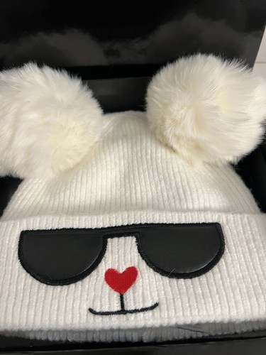 New KARL LAGERFELD PARIS Beanie & Mitten Cream Faux Fur Gift Set - Picture 9 of 24