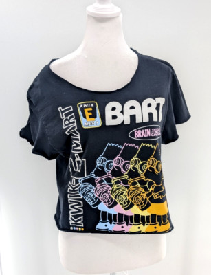 The Simpsons Kwik-E-Mart Distressed Cut up Stained Cropped T-Shirt Size Large